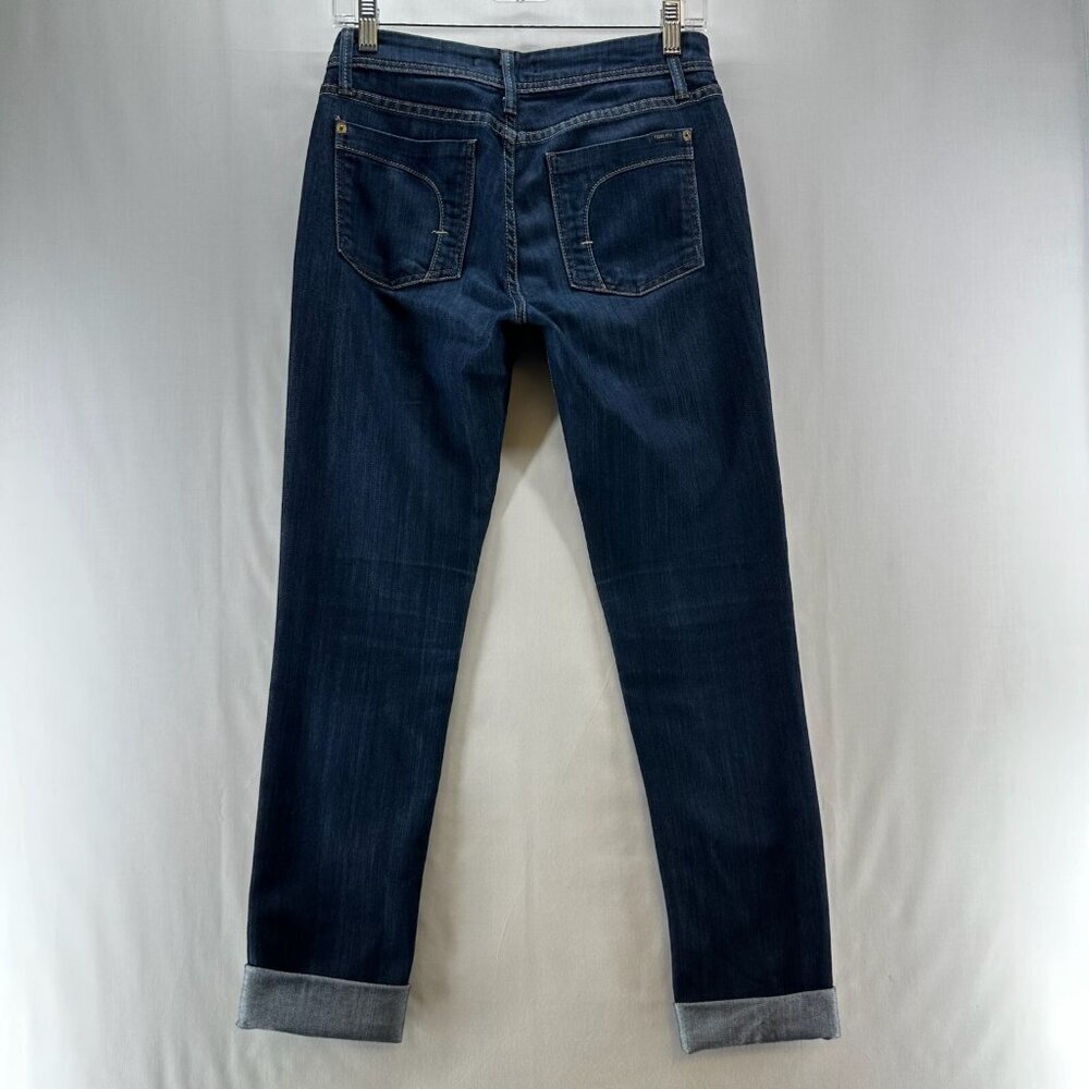 Fidelity Jeans Womens Sz 28 Skinny Ankle Cuffed Dark Washed Denim Blue - Picture 2 of 12